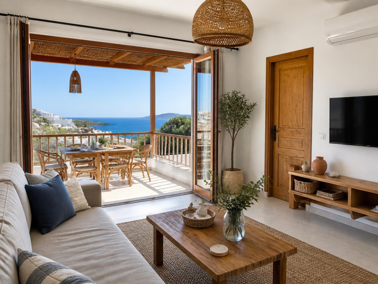 Helle Ferienwohnung in Alanya mit Balkon und Meerblick